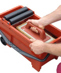Grout Cleaning System With Sponge And Hand Grip For Walls And Floors, Includes Heavy Duty Bucket, Twin Plastic Rollers, 3.4 Gallon Tank
