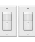 2-Pack Motion Sensor Switch With PIR Detection Auto On Auto Off 180 Degree Field Of View No Neutral Required in white