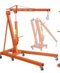 Heavy Duty Two Ton Folding Engine Hoist Plus Three Quarter Ton Underhoist Stand Combo featuring adjustable boom and sturdy steel frame.