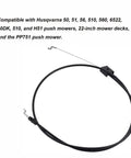Heavy Duty Lawn Mower Control Cable With Mechanical Brake Linkage Super Badass Durable Genuine Replacement Fits Husqvarna 510 Riding Tractors Zero Drama Quick Swap image showing Z-bend throttle cable.