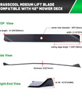 Diagram of Premium 42 Inch Timecutter Mower Blades 2 Pack For 42 Inch Deck Replacement, with measurements and views.