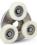 36T Gear With Clutch For Electric Bike Motor, 38mm Outer Diameter Solid Spur Gear Set, argent and white finish, close-up view