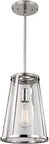 Harrow Farmhouse Pendant Light In Chrome Finish With Polished Nickel Accents, 1 Light, 8 Inch Diameter By 12 Inch Height