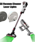 Universal USB Powered Vacuum Cleaner Display With Green Laser Indicators And Flexible Laser Components For Cleaning Machines Easy Plug In USB Setup And Stable Operation That Works With Most Vacs, angled vacuum head