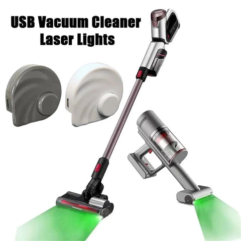 Universal USB Powered Vacuum Cleaner Display With Green Laser Indicators And Flexible Laser Components For Cleaning Machines Easy Plug In USB Setup And Stable Operation That Works With Most Vacs, angled vacuum head