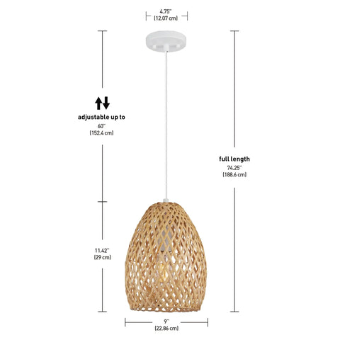 Cozy Hygge Twine Pendant Light With Adjustable Cloth Cord White Socket Boho Modern Hanging Fixture 74.25 inches full length