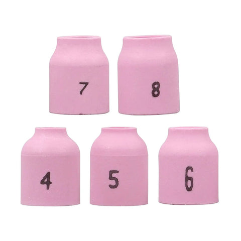 Pink alumina nozzles set from 58 Piece TIG Welding Torch Kit With Gas Lens System For WP Nine, WP Seventeen, WP Twenty, And WP Twenty Five Series