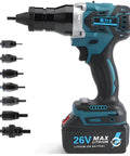 Total Badass Cordless Automatic Rivet Nut Gun With Brushless Motor And Portable Blind Riveting Tool Kit For M3 To M12 Sizes with battery and attachments.
