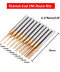 40 Piece Pro Grade All In One CNC Router Bits Set With 1/8 Inch Shank Ball Nose And Flat Nose End Mills, 2 Flute, Nano Blue Coat And Titanium Coat