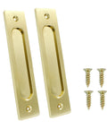 Two Pack 7 Inch Flush Pull Handles For Recessed Barn Doors And Pocket Sliding Doors Rectangular Finger Pulls In Brushed Gold Finish