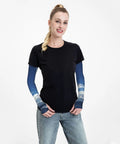 Moisture Wicking Ice Silk Arm Sleeves For Outdoor Sailing And Yacht Trips, Breathable Long Sleeve UV Protection With Thumb Hole, woman wearing
