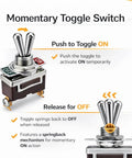 SpeedWare One-Side Momentary Metal Toggle Switch 20 Amp 12VDC 125VAC SPST Panel Mount With Spring Return Momentary On 2-Terminal Screw Terminals 1 Pack, metal toggle switch