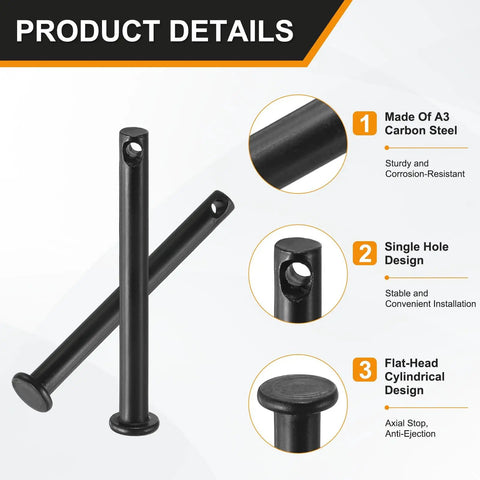 4 Pack M5x50mm Clevis Pins With Single Hole Black Heavy Duty Quick Release Fasteners For Farming Construction Machinery And Rigging Durable Easy In And Out For Quick Assembly And Disassembly, A3 steel