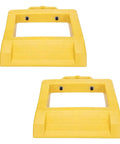 Professional Grade Solid As A Rock Heavy Duty Pallet Jack Stopper And Truck Chock Two Pack Yellow Trailer Wheel Block top view