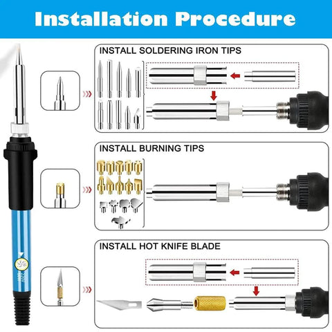 Installation procedure for 28 Piece Wood Burning Kit With Dope Pro Grade Tips For Pyrography Embossing And Soldering
