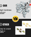 Heavy Duty Countertop Joint Connectors And Butcher Block Draw Bolts For Rock Solid Furniture Assembly No Sweat Installation Woodworker Hardware Kit comparison of durable metal connectors vs. fragile plastic ones.