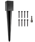 4x4 Fence Post Anchor 24 Inch Ground Spike For Wood Posts Black Powder Coated Metal Easy Install Mailbox Post Anchor No Digging