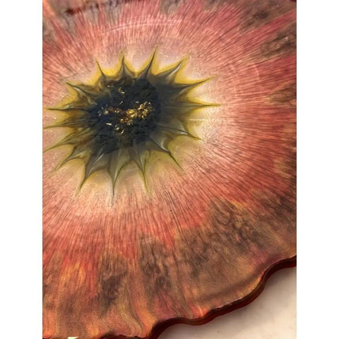13 Inch Floral Resin Lazy Susan Handcrafted Rotating Serving Tray For Dining Table Kitchen And Pantry Modern Decor Durable Wood