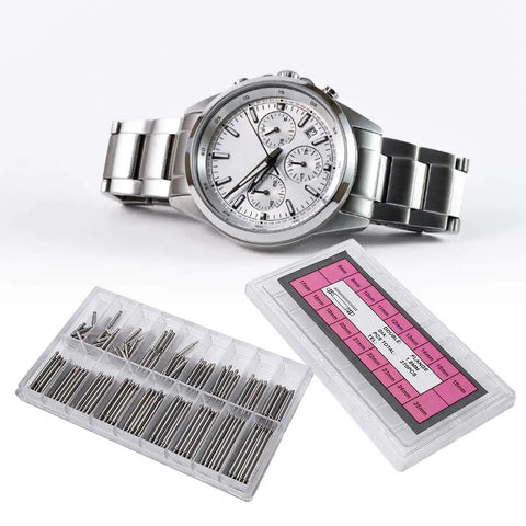 Watch Band Pins Kit 270 Pcs 1.8mm Metal Spring Bar Set 8 To 25mm Assorted Sizes With Compartment Box next to silver watch