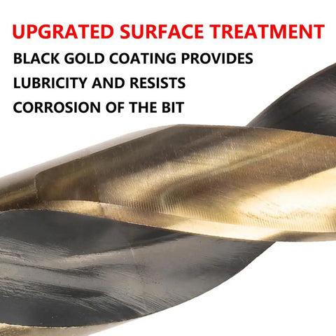 Close-up of One And Three Eighth Inch Cobalt Drill Bit HSSCO High Speed Steel M35 SD Twist Drill Bit for stainless steel.
