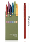 6 Pack 0.5mm Gel Pens Quick Dry Black Ink, Fine Point Rollerball Pens For Smooth Writing, assorted colors in a green case