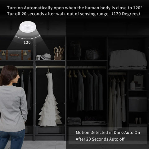 Motion Sensor Night Light Six Pack No Fuss Rechargeable LED Closet Lights 16 LEDs Per Light Wireless Activated Easy Install