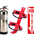 Badass 2.5 Gallon Water Fire Extinguisher With Hella Heavy Duty Steel Bracket And Warning Sign UL ULC Listed DOT Compliant USCG Approved Class A Rating.