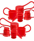 Red dust caps for 1/2-inch flat-face hydraulic quick-connects; rubber/plastic covers, set of four