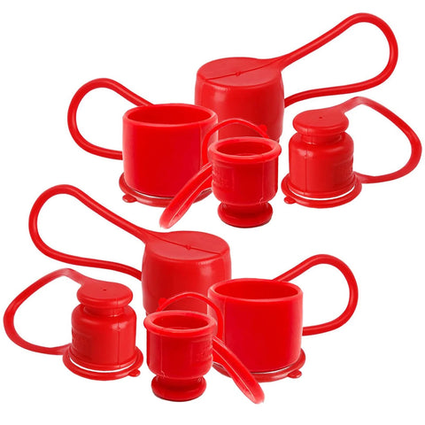 Red dust caps for 1/2-inch flat-face hydraulic quick-connects; rubber/plastic covers, set of four