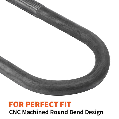 Trailer U Bolt Kit for 3500 Lb Round Axle, 2 3/8 Inch Beam, 1/2 Inch U Bolts, showing round bend design and rust resistant steel