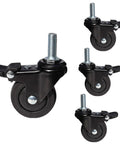 1 Inch Mini Swivel Caster Wheels Set With M6x15mm Threaded Stem Silent TPE Rubber Brake Rollers For Light Furniture And Small Trolleys, 4 Pack