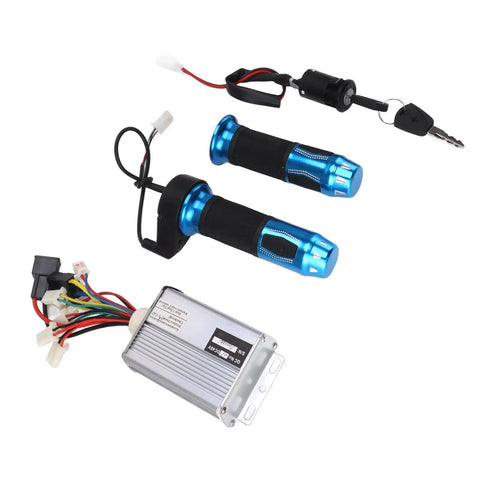 48V 1000W Brushed Motor Speed Controller with ignition switch, blue throttles and aluminum enclosure for bikes