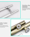 Modern Round Sliding Barn Door Handle For Glass And Wood Doors, Sturdy Bronze Finish, detail of stainless steel and rubber gasket features