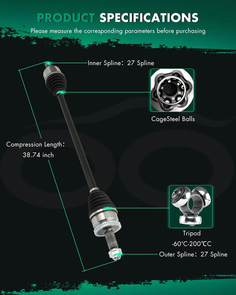 Front Right CV Axle Drive Shaft Assembly For Kia Sorento 2.4L 2019 2020 FWD Passenger Side Direct Fit OE Replacement NCV75132 49501C6280 No Modifications Needed 1PC, 38.74 inch, 27-spline