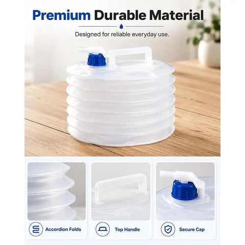 Two 2.6 Gallon Collapsible Water Container With Leak Proof Spigot For Camping And Outdoor Adventures BPA Free Foldable Portable Jug