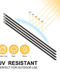 Four 11.8 inch UV resistant heavy duty stainless steel zip ties for outdoor use