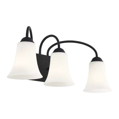 Ridgedale 3 Light Bath Vanity Fixture In Matte Black Finish Transitional Design With Clean Classic Lines Steel Construction