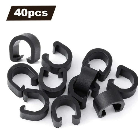 40 Pcs Plastic Bicycle C Clips Clamps For Cable Housing Guides 8 Mm Inner Diameter Fits MTB Road Folding City Bikes