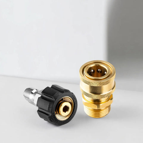 Heavy Duty Pressure Washer Adapter Set Quick Connect Kit M22 14mm To Three Eighths Inch Brass And Stainless Steel Hose Adapter For 4500 PSI High Pressure Washers Built To Last