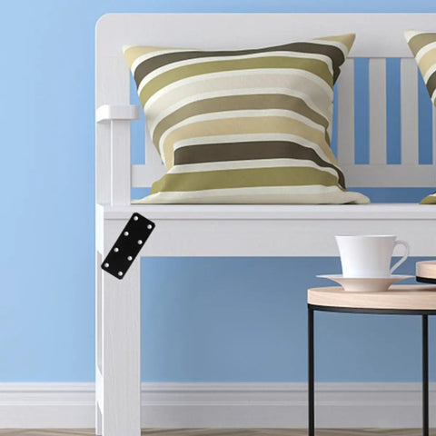 White bench featuring 12 Piece Thickened Flat Iron Brackets Black Heavy Duty Corner Braces For Wood Frame Repair And Furniture Assembly