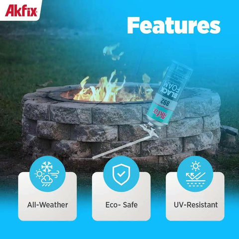Top Shelf Black Polyurethane Expanding Spray Foam Sealant For Rvs Ponds And Landscapes UV resistant black can with fire pit.