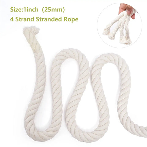 Thick 1 Inch Natural Cotton Craft Rope 100 Ft Four Strand Twisted Cord Soft White Macrame String For DIY Projects