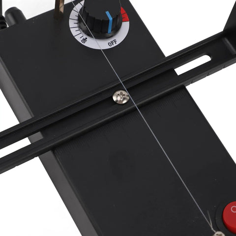 Close-up of Electric Heat Ribbon Cutter with Adjustable Temperature, showing control dial and cutting wire, Compact 110V US Plug