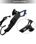 Professional Grade Smooth Operator Electric Handheld Curved Beveling Machine With Zero To Forty Five Degree Adjustable Chamfer Tool with auxiliary handle view.