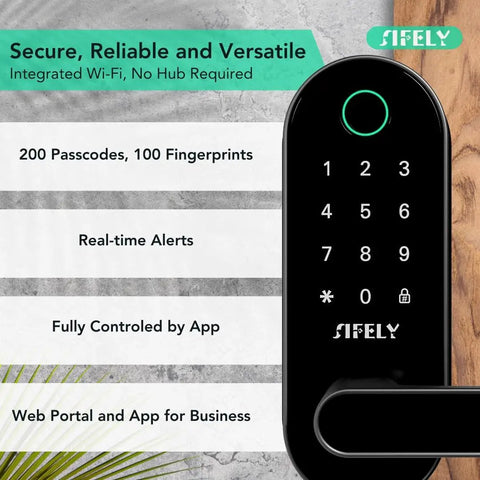 Fingerprint Smart Door Lock With Handle And Keypad Built In WiFi No Gateway Needed For Remote Access Keyless Entry