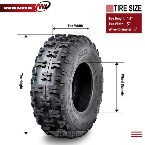 Set Of 2 13X5-6 ATV Go Kart Tires Non Directional Tread For Maximum Grip Cornering Stability And Easy Clean Out Wheels Not Included