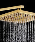 NUHSLF Shower System Luxury Brass Golden Shower Faucet Single Lever 8Inch Rain Shower Mixer Kit with Bidet Sprayer/Hand Shower/Tub Filler Rr22 E, square rain shower head with golden finish.