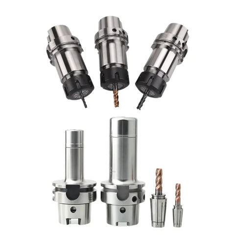 Premium HSK63A Tool Holder With ER16, ER20, ER25 & ER32 Collet Chucks For CNC Milling Machines in various sizes.