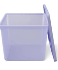 Purple 18 Gallon Plastic Storage Bin With Snug Snap Lid, Hella Spacious Stackable Tote For Seasonal Threads, Holiday Gear, And Dorm Room Stashing, Quick Wipe Down Space Saving Crate, open view with lid beside