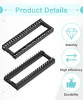 40 Pin DIP IC Socket Adapters Kit, 10 Pack, 2.54mm pitch, black color, showing stability, efficiency and durability features.